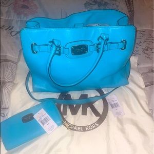 Hamilton Large blue Tote bag and Medium Pouch Leather Wallet with tags